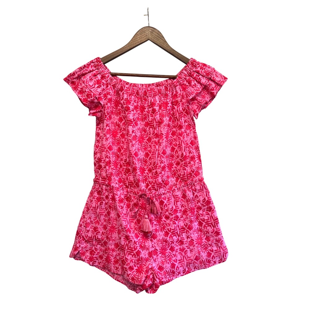 Vineyard Vines Pink Floral Off-Shoulder Romper